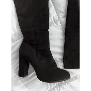 Shoes - Daisy Street Black Heeled Over the Knee Boots Shoes - Daisy Street Black Heeled Over the Knee Boots